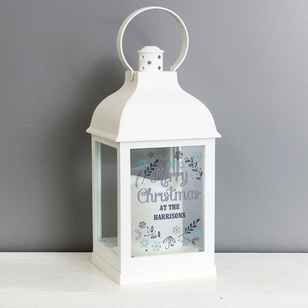 Personalised Christmas Frost White Lantern Extra Image 2